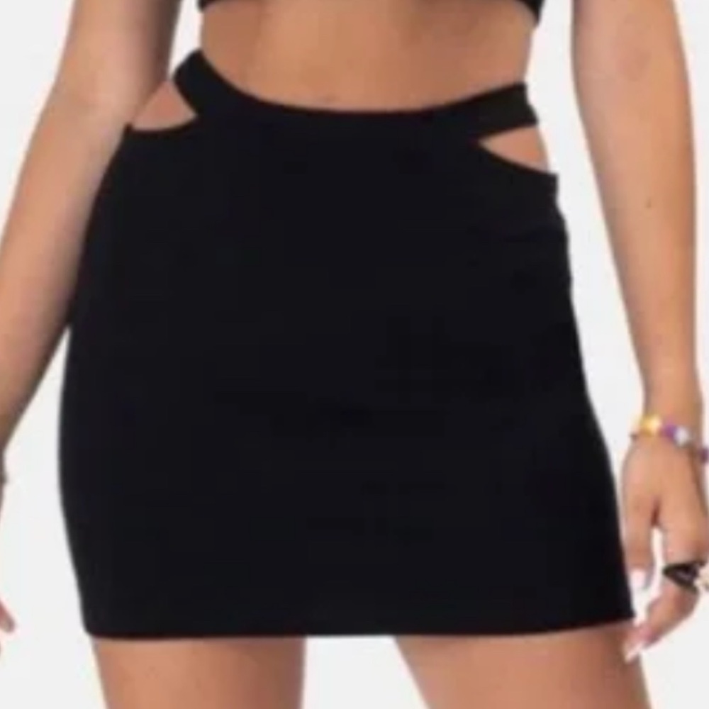 Adika Black Cutout Mini Skirt